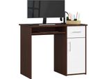 Scrivania Wenge E Bianca 90 Cm Con Cassetto E Mensola Estraibile Per Casa E Ufficio