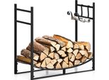 Costway Porta Legna Da Ardere In Metallo, Porta Legna Da Ardere, Set Di Porta Legna Da Ardere Nero Senza Accessori Per Caminetto (84 X 33 X 76 Cm)