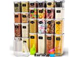 Confezione Da 24 - Contenitori Deco Haus - Contenitori Per Alimenti Riutilizzabili Con Coperchio Ermetico Per La Cucina - Per Microonde, Lavastoviglie E Freezer - Plastica Senza Bpa - Bianco