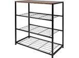 Panca Con Scarpiera - Scarpiera A 3 Livelli - Dimensioni 63X30X63 Cm - Seduta In Mdf E Metallo Nero - Distanza Tra I Ripiani 19 Cm - Per Corridoio - Marrone