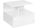 Comodino A Parete - Comodino Galleggiante - Con Cassetto - Legno - 40X35X31 Cm - Moderno - Bianco