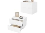 Comodino Galleggiante - Comodino A Parete - Con Cassetto - Legno - Moderno E Minimalista - 40X30X30 Cm - Bianco