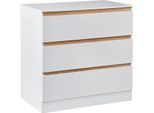 Cassettiera Moderna - Credenza/Comodino - 3 Cassetti - 80X48X78 Cm - Truciolare E1 Con Melamina - 25 Kg Per Cassetto - Molto Spazio - Richiede Il Montaggio - Bianco