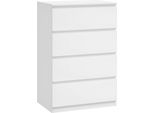 Cassettiera - Credenza - 4 Cassetti - Dimensioni 60×90×40 Cm - Legno E1 Con Rivestimento Melaminico - Design Moderno - Per Soggiorno Camera Da Letto Corridoio - Bianco