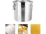 Contenitore Di Stoccaggio - Secchio 12 L - Acciaio Inossidabile - Ermetico - Con Coperchio - Per Riso, Fagioli, Cereali - Giallo Chiaro