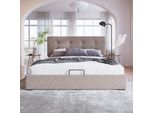 Letto Imbottito Sweiko 140X200Cm Con Testata Regolabile E Rete A Doghe Letto A Molle Idrauliche Con Contenitore Velvet Grigio Chiaro (Senza Materasso)