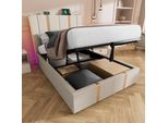 Letto Imbottito Sweiko Funzione Di Ricarica Usb Type C App-Control Led Letto Singolo 90×200 Letto Contenitore Struttura Del Letto, Rete A Doghe In Legno, Materiale Lino Beige (Con Materasso)