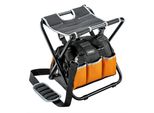 Neo Tools Borsa Porta Attrezzi - Borsa Porta Attrezzi Professionale - Borsa Porta Attrezzi Per Appassionati Di Bricolage E Hobbisti - Dimensioni 33,8 X 33,5 X 30 Cm Con Sgabello Pieghevole