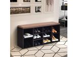 Costway Panca Per Scarpe Con Seduta, Scarpiera In Legno, Cassettiera Per Scarpe, Panca Con Ripiano, Con Cuscino, Marrone