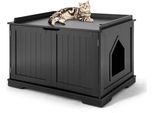 Costway Casa Per Gatti Con Letto, Lettiera Chiusa Con Ingresso, Cassa Per Animali Domestici In Struttura Di Legno, Grande Lettiera Per Gatti Per Cani Da Compagnia (Nero)