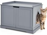Costway Casa Per Gatti Con Letto, Lettiera Chiusa Con Ingresso, Cassa Per Animali Domestici Con Struttura In Legno, Grande Lettiera Per Gatti Per Cani Da Compagnia (Grigio)
