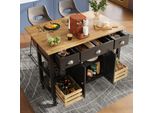Carrello Da Cucina Merax Con Piano Di Lavoro Estensibile, Isola Da Cucina Con 3 Cassetti, Cestini E Ripiani, Carrello Di Servizio, Mobile Da Cucina Moderno, Nero