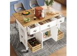 Carrello Da Cucina Flieks Con Piano Di Lavoro Estensibile, Carrello Da Cucina Per Alimenti Con Spazio Di Archiviazione E Cestini Estraibili, Bianco