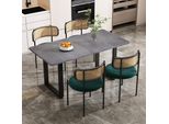 Set Di 4 Sedie Da Sala Da Pranzo In Rattan Flieks Con Gambe In Metallo, Sedie Da Soggiorno Imbottite Con Rivestimento In Velluto, Sedia Da Pranzo Sedia Da Cucina, Verde