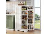 Fortuna Lai 120X60X40Xcm Mobile Da Cucina Con Luce Led A Sensore, Ampio Armadio A 2 Ante Con Ripiani Regolabili E Ripiani Sulle Ante - Adatto Per Cucina, Sala Da Pranzo O Soggiorno, Bianco