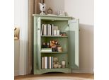 Fortuna Lai Armadio Angolare Verde Per Bagno – Armadio Triangolare Indipendente A 2 Ante Con 3 Ripiani, Pannello Mdf Di Alta Qualità Con Superficie Laccata, Salvaspazio Per Bagno, Cucina, Soggiorno (61,5 X 90 Cm)