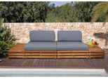 Set Da Giardino HWC-L28, Set Da Salotto Poltrona Divano, Legno Di Acacia Filato Mvg ~ Rivestimento Grigio Scuro
