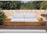 Set Da Giardino HWC-L28, Set Da Salotto Poltrona Divano, Legno Di Acacia Filato Mvg ~ Rivestimento Grigio Chiaro
