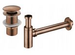 Mexen Sifone Mezzo Circolare Per Lavabo Con Tappo Click-Clack, Senza Troppopieno, Oro Rosa - 7991050-60