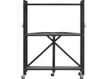 Succebuy Scaffale Pieghevole A 3 Livelli Con Rotelle, 33X71X91 Cm, Scaffale Pieghevole Per Carichi Pesanti, Scaffale In Piedi Senza Montaggio, Scaffale Versatile Per Casa, Cucina, Garage, Cantina, Nero