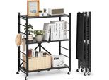 Vevor 3 Scaffali, Scaffali Pieghevoli Con Ruote, 33X71X91 Cm, Scaffale Pieghevole Per Carichi Pesanti, Scaffale In Piedi Senza Montaggio, Scaffale Per La Casa, Scaffale Per La Cucina, Scaffale In Metallo Per Garage, Cucina, Cantina, Nero