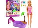 Anlily Set Di Bambole Su Spiaggia Piscina Palma Accessori 8 El.