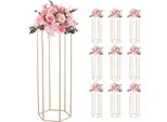 Vevor Portafiori Da Matrimonio 310X270X800 Mm, 10 Pz. Portafiori Con Vassoio In Acrilico E Gambe Esagonali, Sgabello Per Piante Per Matrimoni, Feste, Compleanni, Casa, Supporto Per Decorazioni Da Tavolo