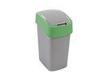 Cestino Curver Flip Bin, 25 Litri, Grigio Argento/Verde, Per Rifiuti