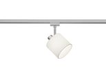 Faretto Trio Leuchten Tommy Duoline E14, Nichel Opaco, Paralume In Tessuto Bianco