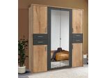 Armadio Vegas A 6 Ante Battenti 183 Cm In Rovere Grafite Con Specchio