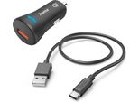 Hama 12-24V / USB-C 3A, Qualcomm Quick Charge 3.0, 19,5W + Cavo USB-C, 1 M, Nero