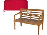 Panca Da Giardino Teako Design Aoste In Teak - Panca In Legno Massiccio Resistente Alle Intemperie Con Schienale Floreale (120 Cm, Rosso)