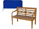 Panca Da Giardino Teako Design Aoste In Teak - Panca In Legno Massiccio Resistente Alle Intemperie Con Schienale Floreale (120 Cm, Blu)