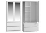 Armadio Guardaroba 90 Cm Con Specchio Taavi - Bianco