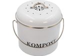 Bidone Per Rifiuti Organici In Ferro Intirilife Per La Cucina - 21,5 X 19 X 20,5 Cm - Capacità 3 Litri - Contenitore Per Rifiuti Organici Compost Incl. 2 Filtri Al Carbone Antiodore Con Manico Girevole