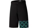 71 Shimano W's Sayama Printed Shorts, Nero/Verde