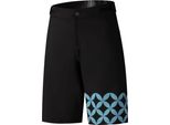 71 Shimano W's Sayama Printed Shorts, Nero/Blu