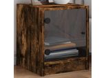 2025 Comodino Moderno Con Anta In Vetro Rovere Fumé 35X37X42 Cm - Comodini E Armadi,Design 1247983 1Pacco
