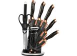 Set Di Coltelli Da Chef Da 9 Pezzi Portacoltelli Girevole In Marmo Oro