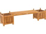 In And Outdoormatch Panca Da Giardino Lynda - Panca In Teak - Marrone - Con Fioriere - Design Accattivante - Panca Da Giardino Confortevole