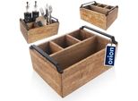 Orion Contenitore In Legno Portaposate Cestino Portaposate Portaposate Portaposate Con 4 Scomparti Per Posate Salse Tovaglioli E Spezie