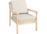 Aiorber Poltrona Lounge Moderna Poltrona Relax Con Look Lino, Gambe In Legno E Cuscini Sfoderabili, Imbottita Per Soggiorno E Camera Da Letto, Beige