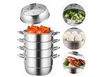 Vevor Vaporiera In Acciaio Inox, 5 Vaporiere In Acciaio Inox Per La Cottura, Set Di Pentole Per La Cottura A Vapore Da 28 Cm/11 Pollici, Adatto A Gas, Grill Elettrico, Piano Cottura, Ceramica, Alogeno, Induzione