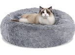 Jayseuw Cane Letto Peluche Posto Letto Cane Cuscino Gatto Lavabile Antiscivolo Confortevole Rotondo 80Cm Grigio Chiaro