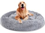 Bettizia Letto Cane Peluche Posto Letto Cane Cuscino Gatto Lavabile Antiscivolo Confortevole Rotondo 80Cm Grigio Chiaro