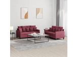 Stabli MöBel Set Di Divani 2 Pezzi Con Cuscini In Tessuto Rosso Vino - Divani Classici CC3263719 2Parti