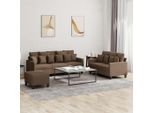 2025 Cloris Set Divano 3 Pezzi Con Cuscini Tessuto Marrone - Vendita Divani Classici4026195 3Parcel