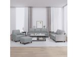 Best MöBel Set Di Divani 4 Pezzi Con Cuscini In Tessuto Grigio Chiaro - Classic Sofas Cloris New4463821 4Parcel