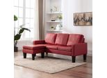 2025 Divano Moderno A 3 Posti Con Poggiapiedi In Ecopelle Rosso Vino - Divani Classici,Design 3808858 2Parti