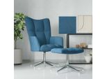 Stabli MöBel Poltrona Relax Con Poggiapiedi In Velluto Blu - Poltrona Tv & Relax CC4013503 1Pacco
